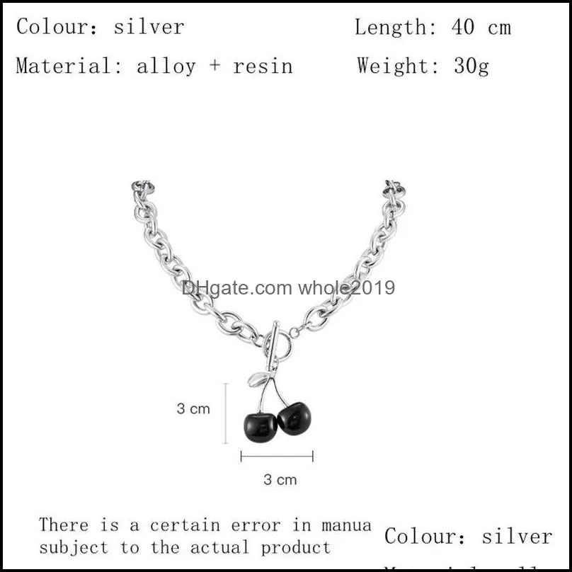 chokers 2021 trend cherry clavicle chain necklace for women korea black earring set charms silver color jewelry accessories