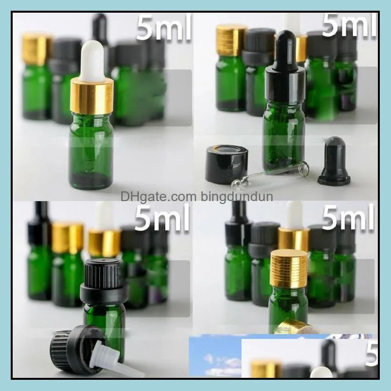 960pcs/lot glass empty 5ml dropper bottles for  oils green 5ml eliquid glass dropper bottles wholesale for eliquid