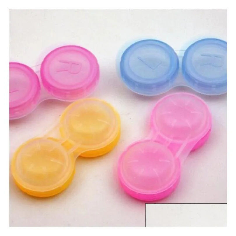 light colors 100pcs/lot colorful case contacts lenses box glasses lens case color doublebox lens case eyewear accessories