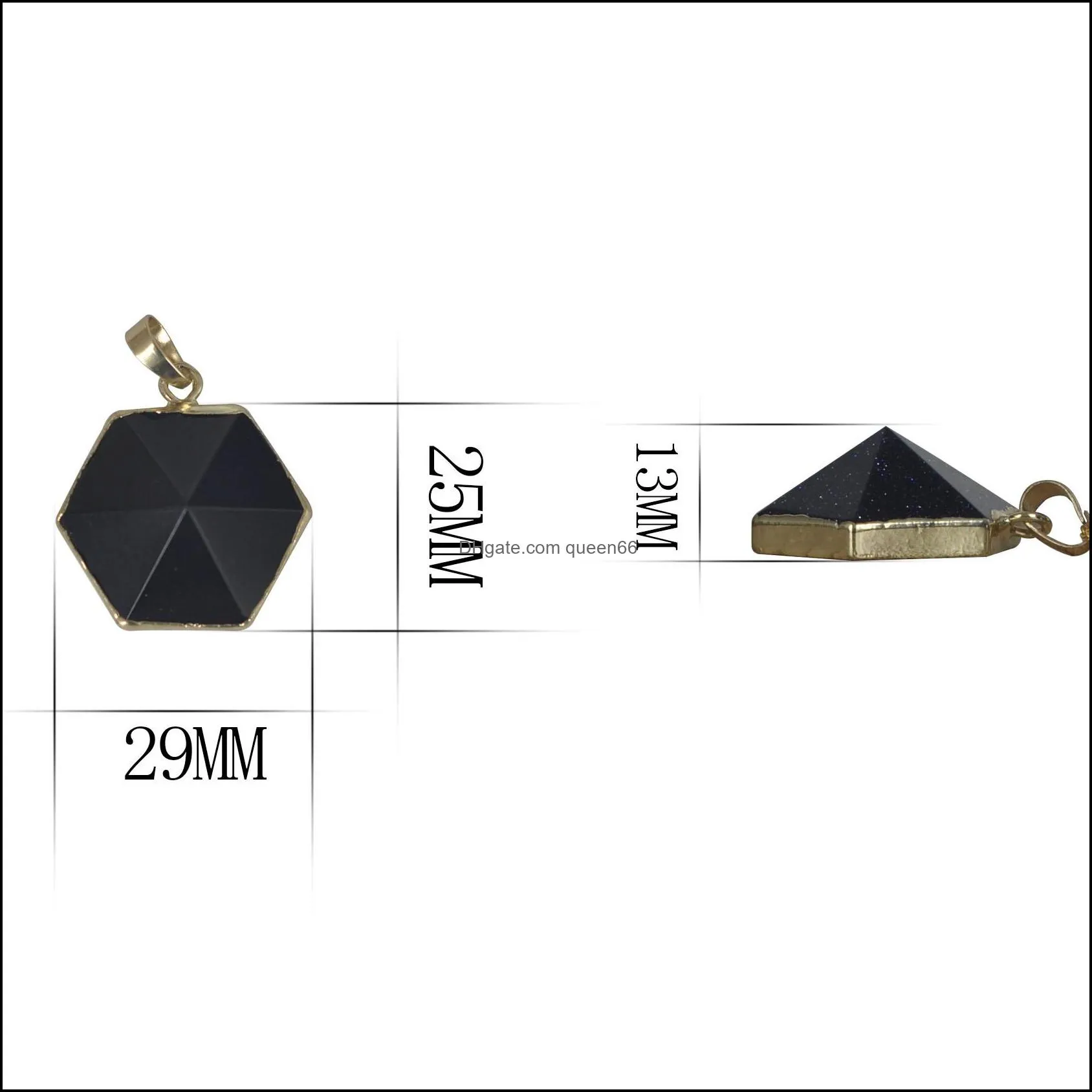 hexagonal pyramid crystal necklace pendant necklaces charm luminous alloy stone in the dark gift for girls and woman