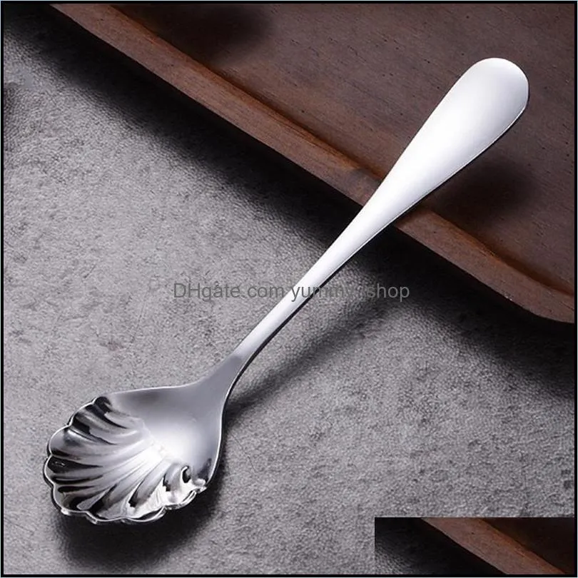 shell shape coffee spoon stainless steel honey milk stirring spoons square ice cream dessert scoop kitchen restaurant scoops rrb14707