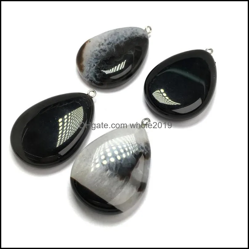 charms natural stone agates pendant water drop shape exquisite pendants for jewelry making diy necklaces accessories 30x45m