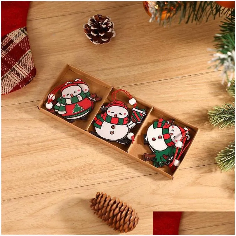 christmas decorations 2023 new year ornament boxed wooden pendant tree decor navidad garland noel decoration for home l220908