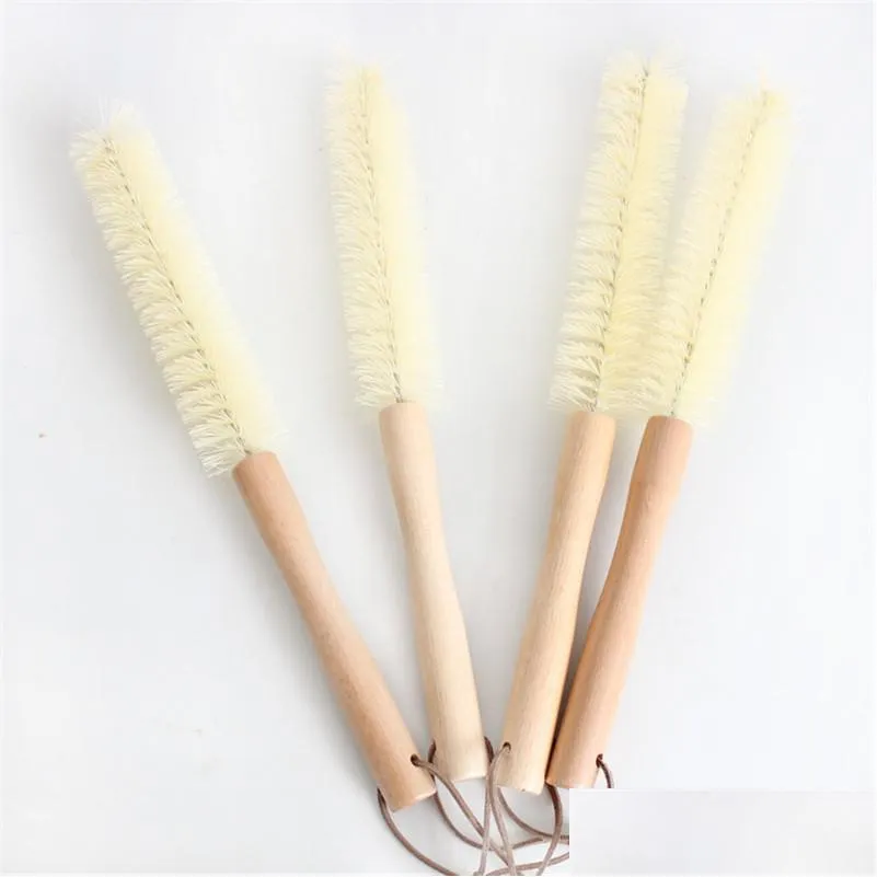 japanese style wooden long handle beech cup brush bottle brush kitchen supplies household brush cup cleaning tool lx3006
