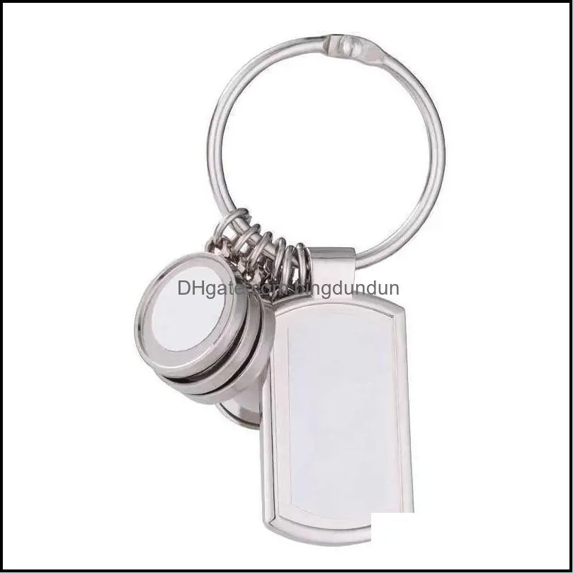 newsublimation thermal transfer blank key ring chains circle rectangle charms car key bag purses pendant diy white photo print