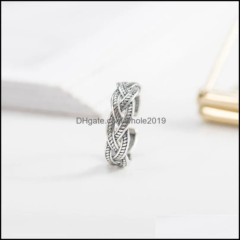 vintage stackable twisted open ring for women 100 authentic 925 sterling silver adjustable finger rings jewelry ymr308