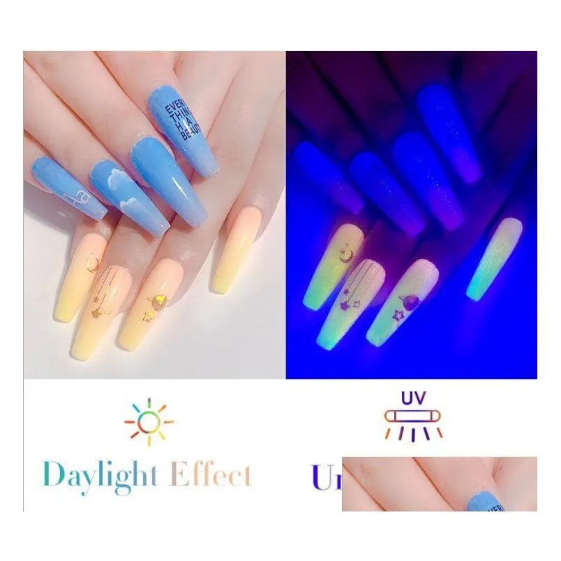 fluorescent 10rolls/box decorations for nails luminous mix colorful transfer nail foil sticker daylight effect nails foil stickers
