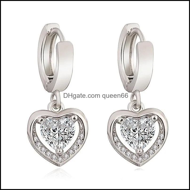 heart earrings for women high quality romantic female accessories timeless styling jewelry crystals earrings