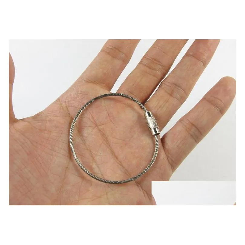 1000pcs/lot outdoor camping edc gear multifunctional wire rope key ring stainless steel wire chain keychain tool