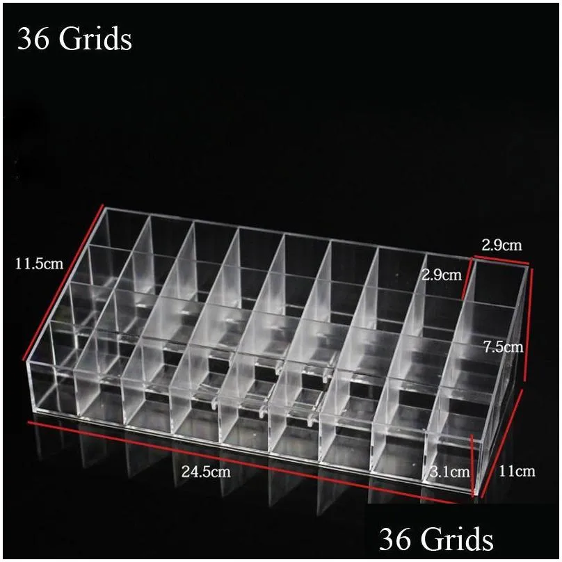 storage boxes bins 36/40 grids clear plastic makeup organizer box lipstick jewelry cosmetic case holder display stand organizers