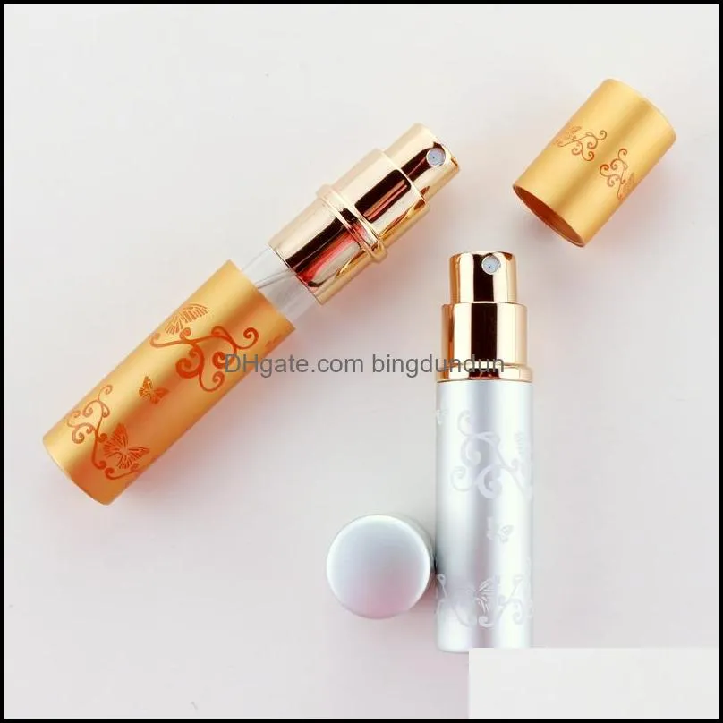 new5ml refillable aluminum perfume atomizer bottles portable liquid container cosmetics mini silver gold spray alcochol empty bottle