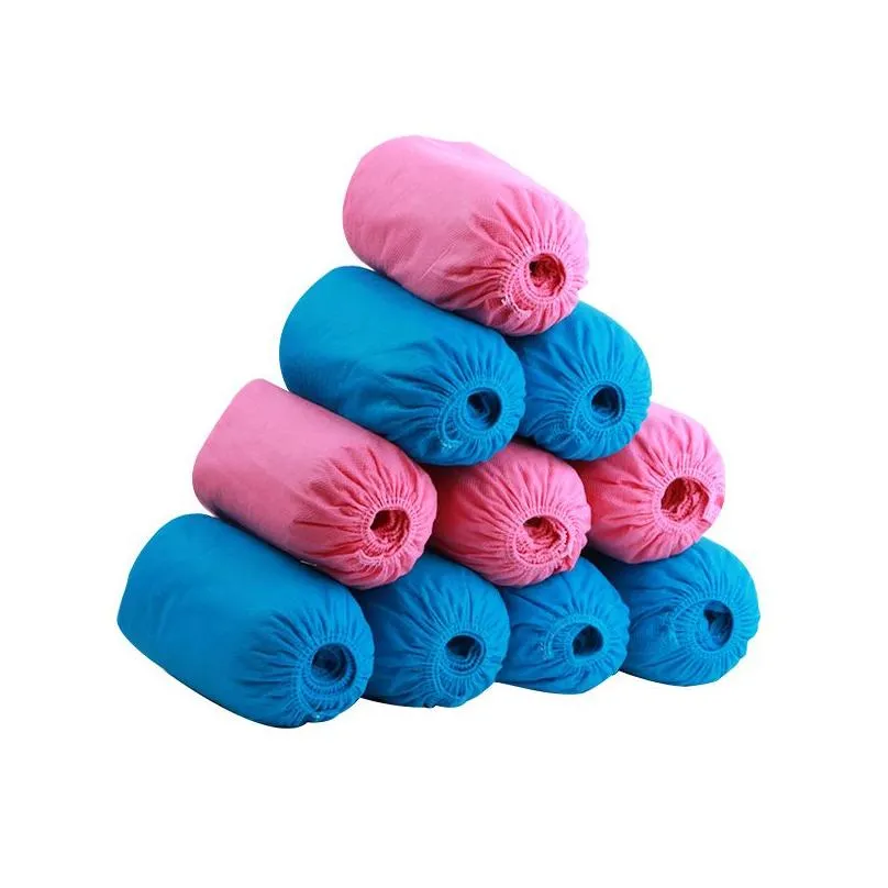 100pcs/lot shoe covers disposable shoe boot covers household nonwoven fabric boot nonslip odorproof galosh prevent wet shoes