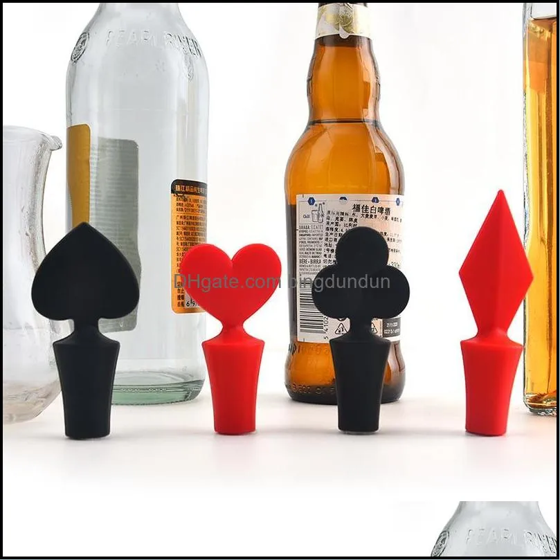 4 styles poker bottle stopper caps family bar preservation tools wine food grade silicone bottles stopper creative design safe