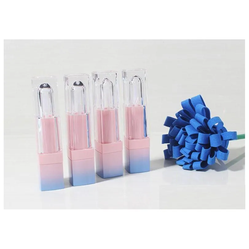 200pcs/lot square empty lip gloss tube gradient pink blue plastic elegant lipstick liquid cosmetic containers 5ml sample sn1223