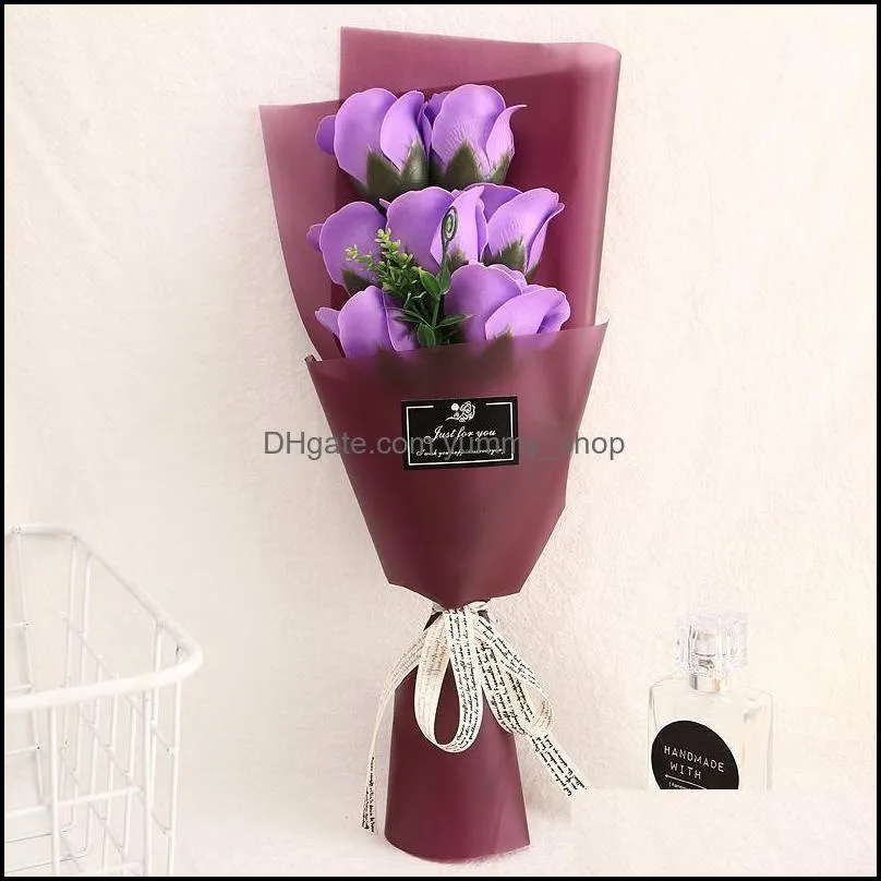 creative 7 small bouquets of rose flower simulation soap flower for wedding valentines day mothers day teachers day gift rrb12858