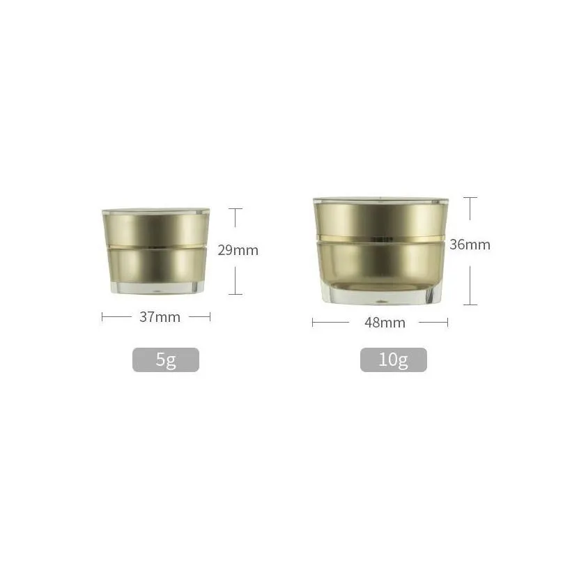 golden acrylic conical cosmetic empty jar pot eyeshadow makeup face cream plastic container bottle capacity 5g 10g sn2347
