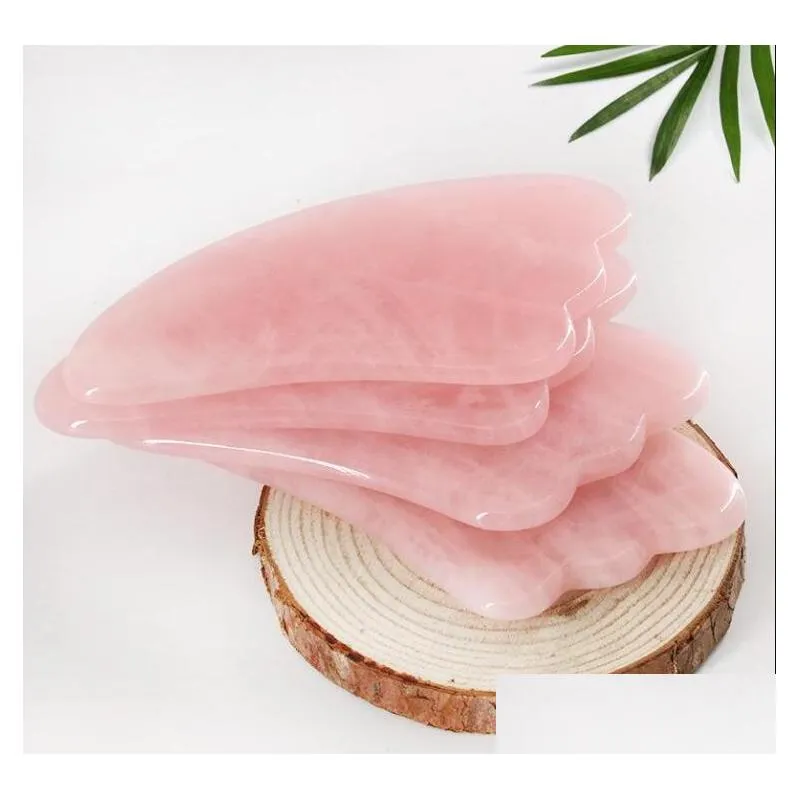 quality rose quartz pink jade guasha board natural stone scraper chinese gua sha pad