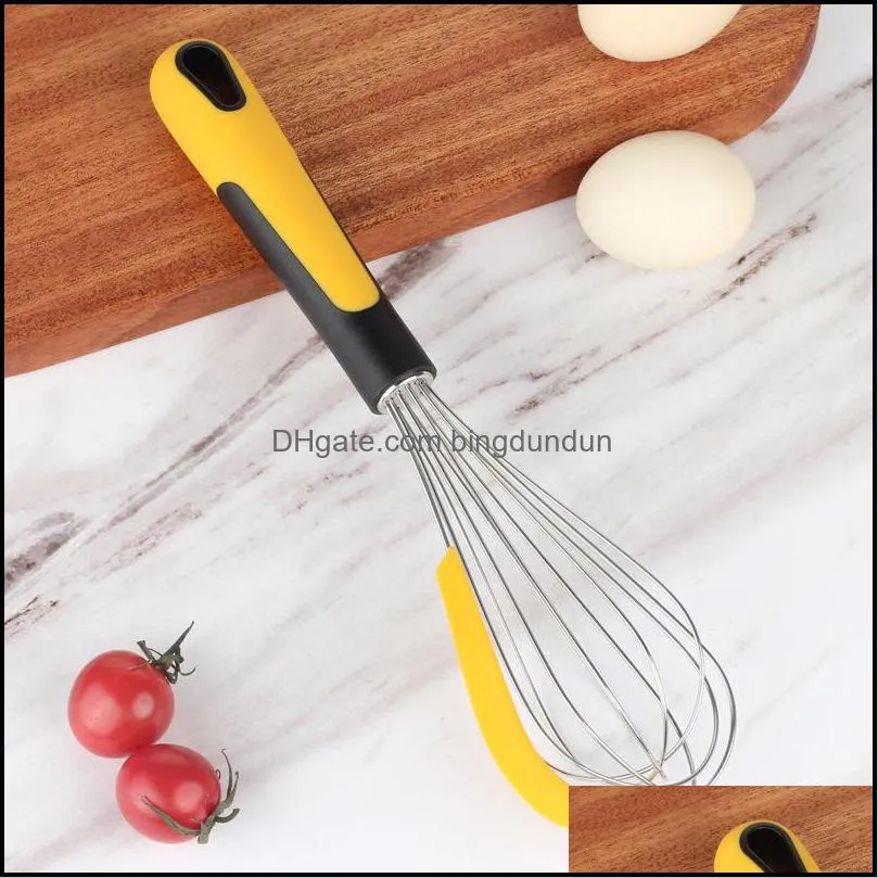 new silicone manual egg beater stainless steel mixer milk frother cake whisk baking tool