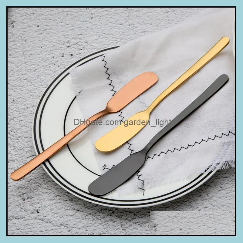  pvd plated stainless steel 304 butter knife colored butter knife shiny gold rose gold black butter knife