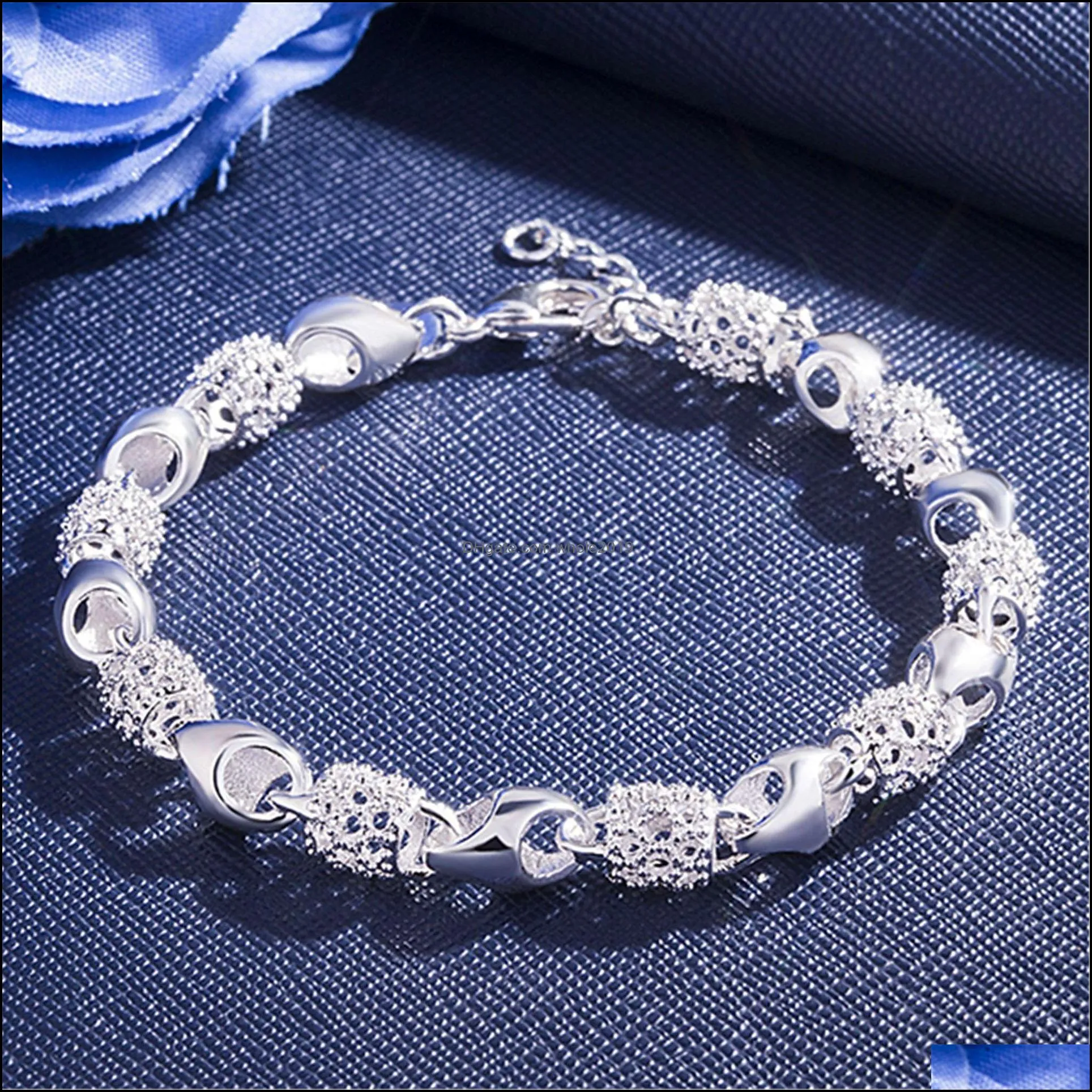 925 silver bracelet fashion vintage ladies bracelet for women hollow pattern fashion empty ball bracelets