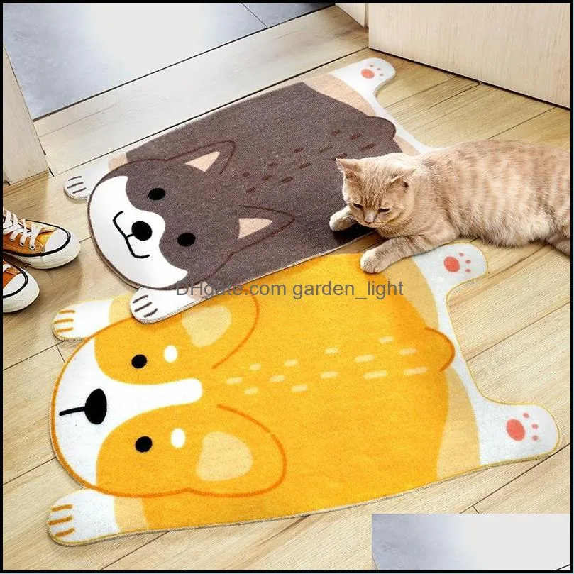 funny doormat cute cartoon animal shiba inu corgi mats wearresistant antiskid foot pad entrance floor rug kitchen carpet home 4621