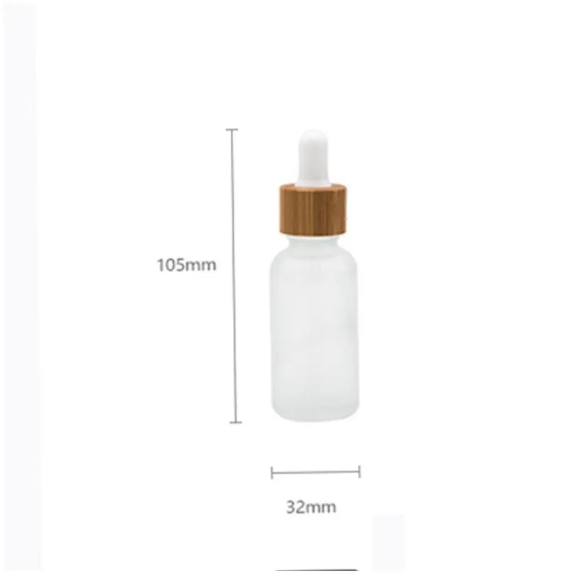 30ml glass dropper bottle bamboo ring frosted essential oil bottles travel portable cosmetic empty bottling 3 colors