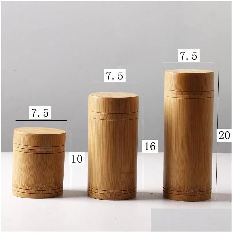 bamboo storage bottles jars wooden small box containers handmade for spices tea coffee sugar receive with lid vintage lx2718