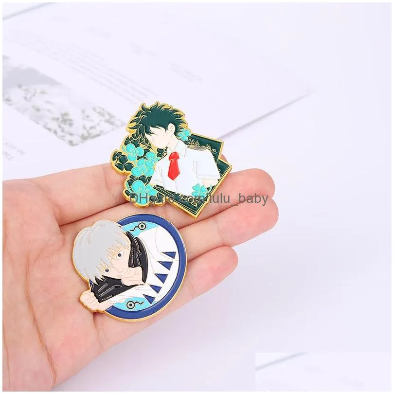 my hero academia brooches set 5pcs enamel paint badges for boys spell combat alloy lapel pin denim shirt fashion jewelry gift bag hat accessories collar