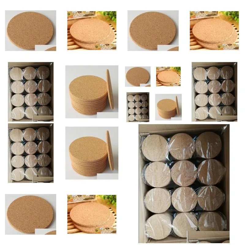 200pcs heat resistant wood round shape cork coaster tea drink wine coffee cup mat pad table decor