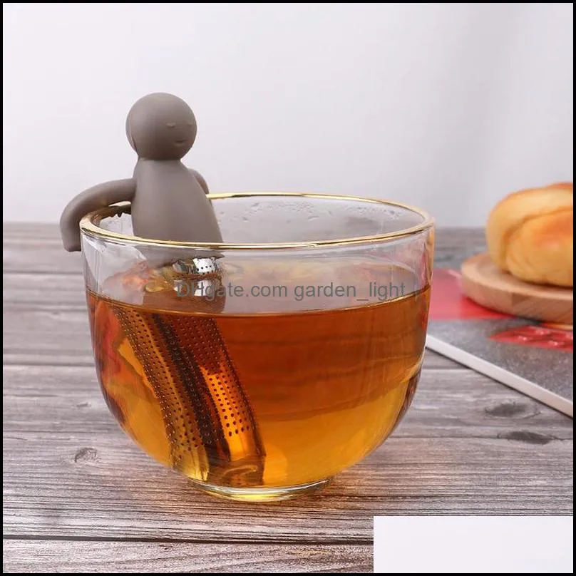 cute silicone tea filter lovely humanoid 304 stainless steel tea strainer creative practical tea infuser gadgets vtky2240