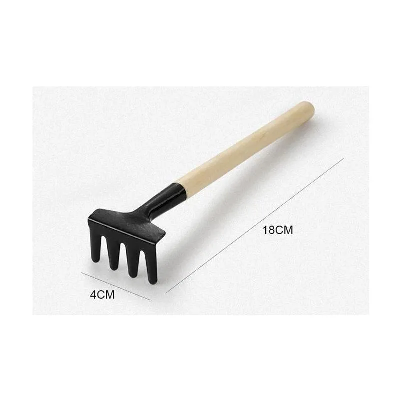 3pcs/set children mini compact plant garden hand wood tool kit spade shovel rake for gardener