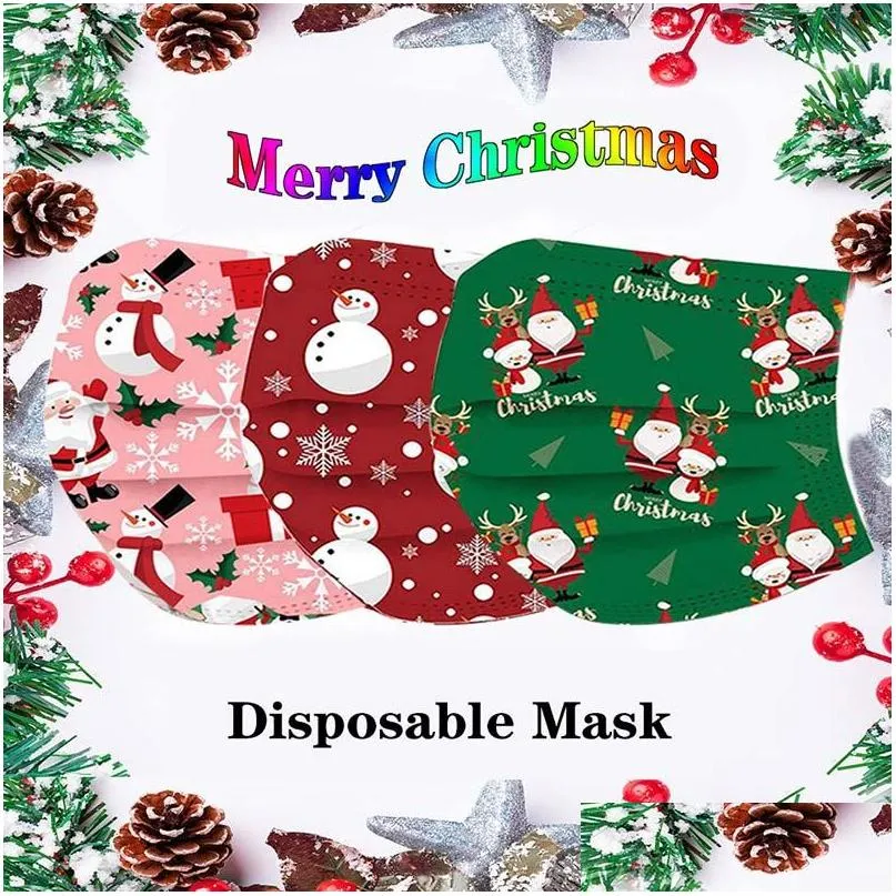 custom christmas printed disposable face mask cute cartoon color parentchild family protective masks
