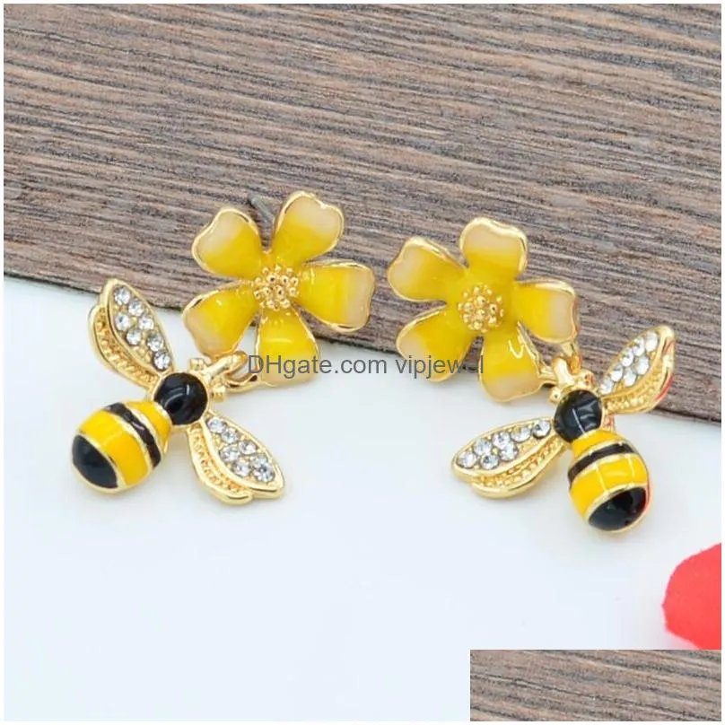 fashion jewelry flower bee earrings eardrop dangle stud earrings