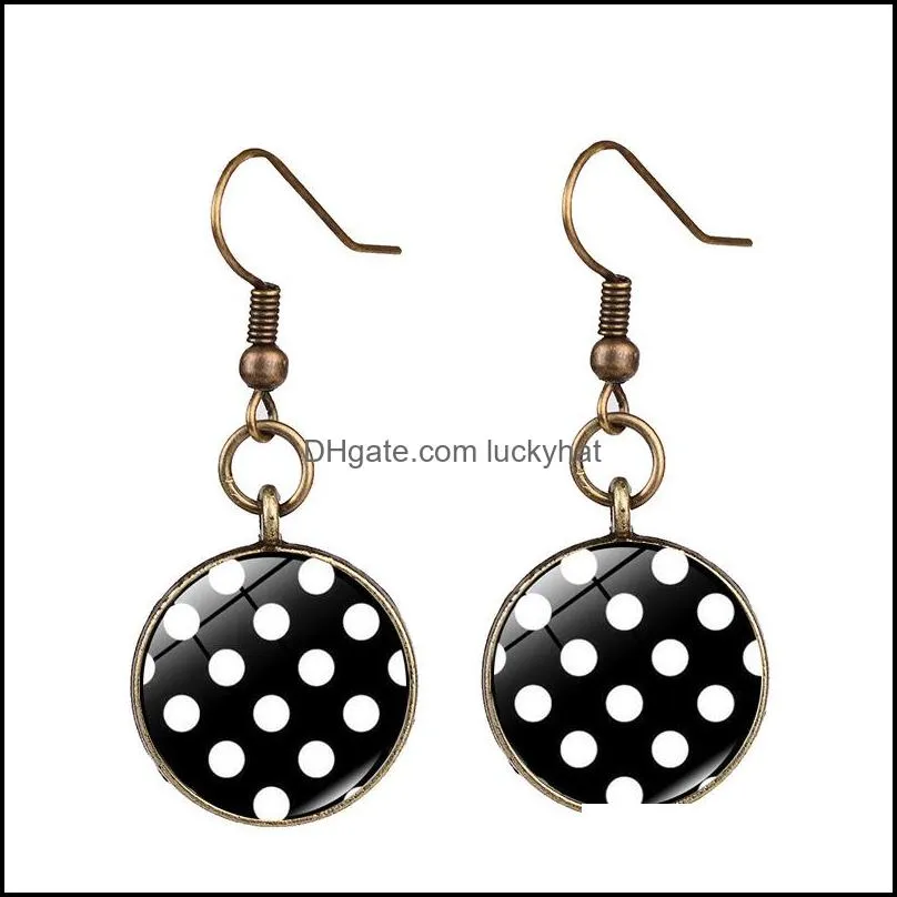 white polka dot long dangle earring bright candy color round dots pattern crystal gem european korean style earrings for lady girl
