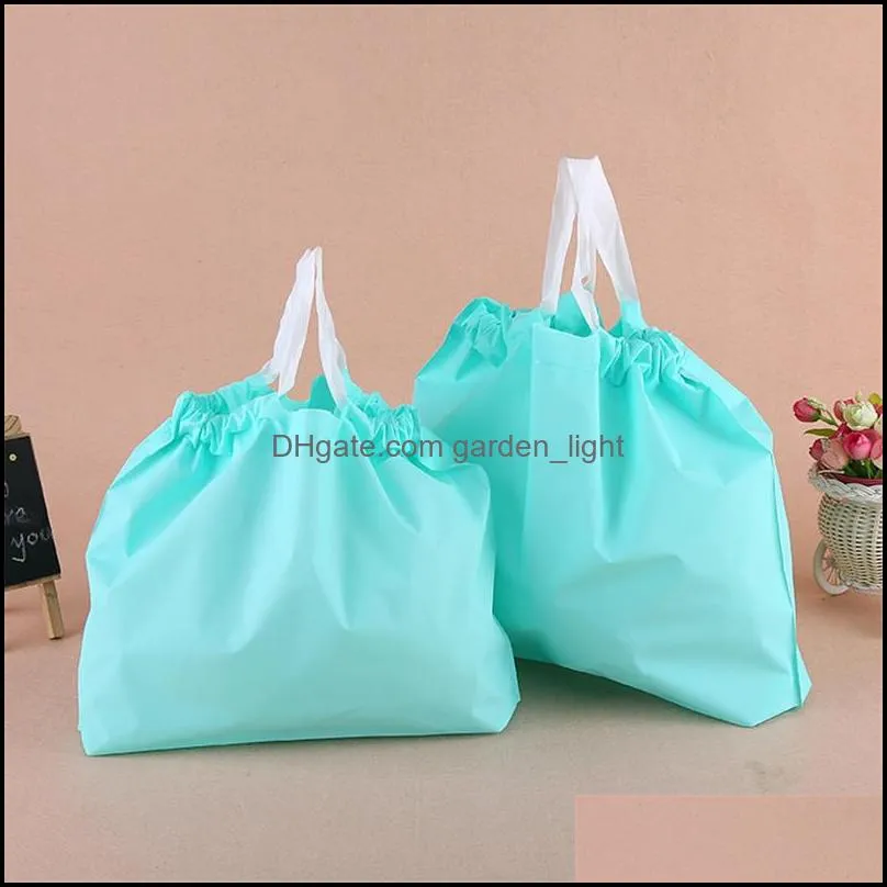 100 pcs eva frosted drawstring bag plastic clothing bag with handle shopping package bag 35x25 gift package bags