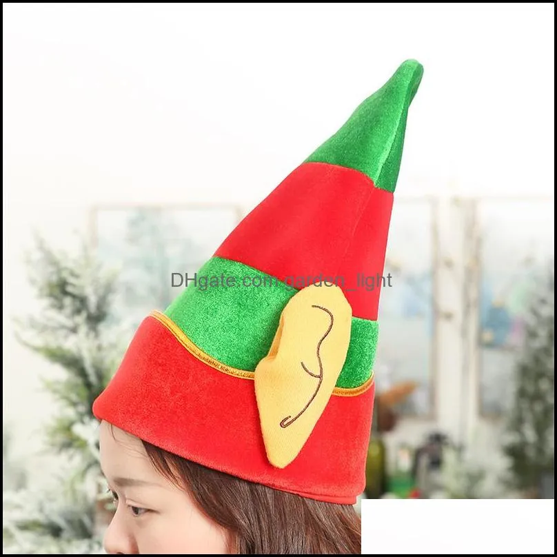 christmas elf hat with ear for adults new year cartoon red green striped festival party costume accessory