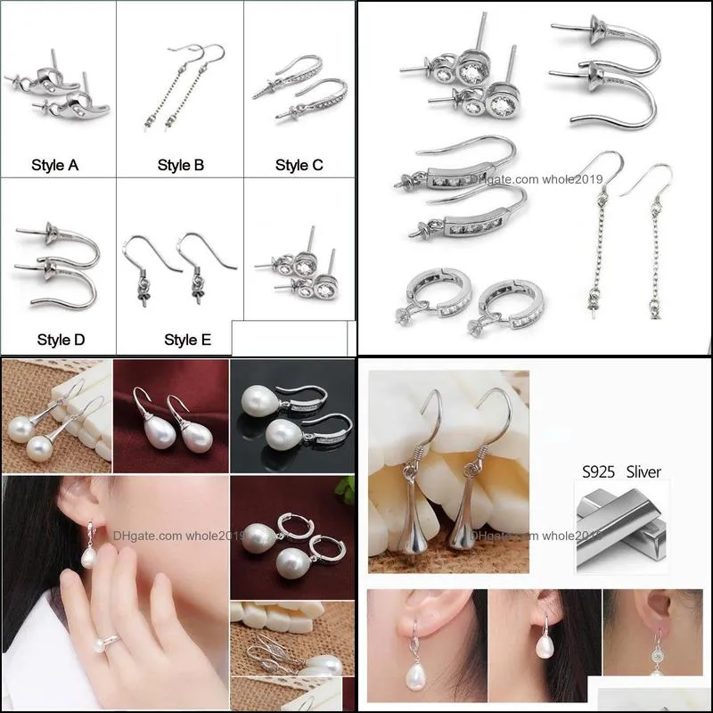 925 sterling silver earrings settings fitting charms dangle earring 6 styles drop earrings jewelry women statement jewelry