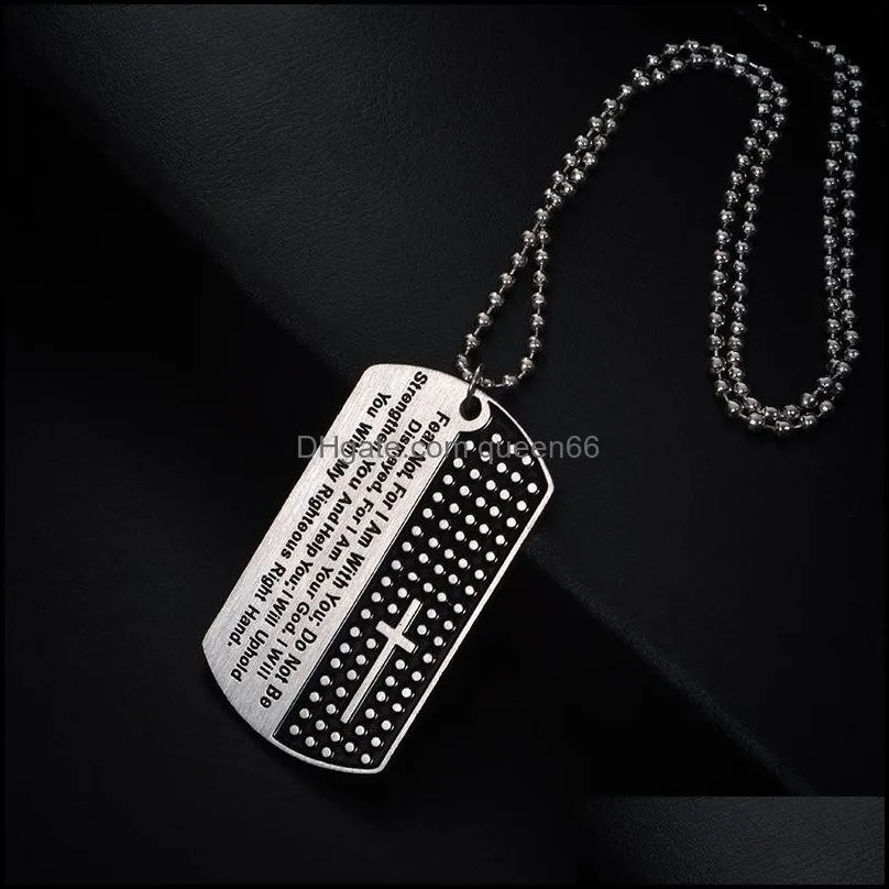 collares bible cross men necklace military dog tag 316l stainless steel necklace men jewelry religious bible verse necklace