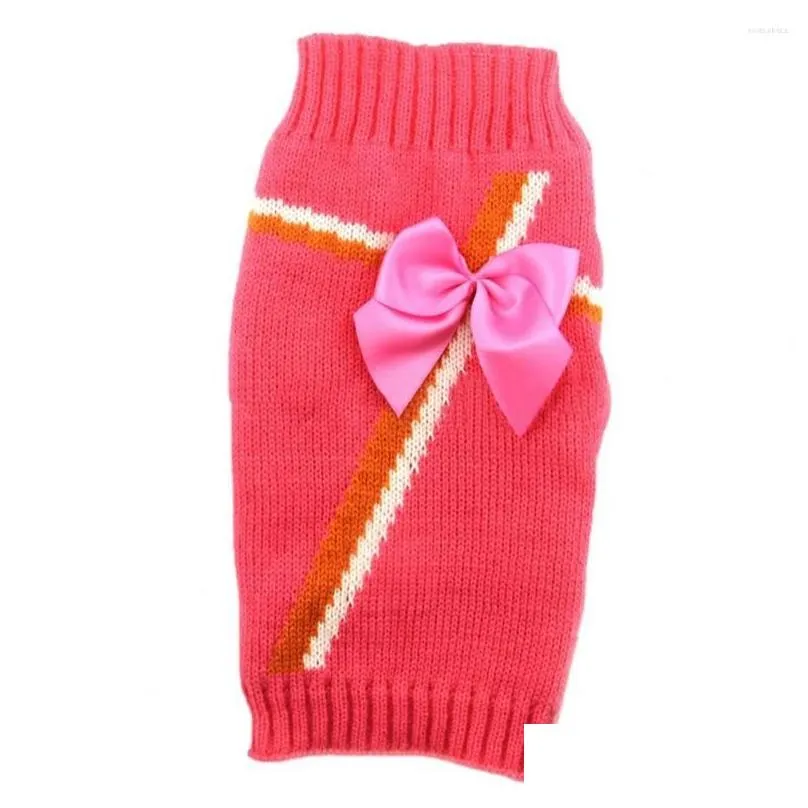 dog apparel sweater apparelchristmas pink pet cat lovely bowknot decor acrylic fiber fine stitching soft texture for winter