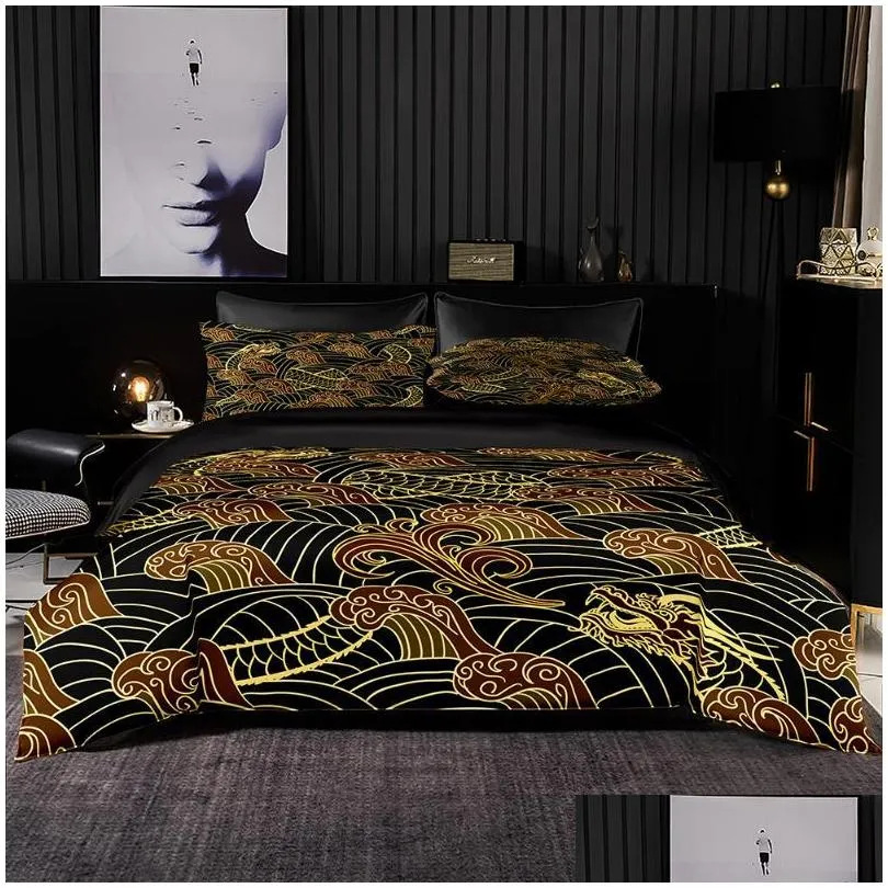 bedding sets noble style golden set duvet cover king size with pillowcase black quilt cover blanket sheetblack bed sheet