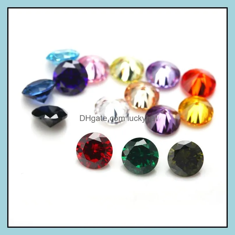 high quality 100 pcs/bag 5 mm clear round cut 15 colors 5a cubic zirconia gems diamonds loose gemstone beads diy shipping