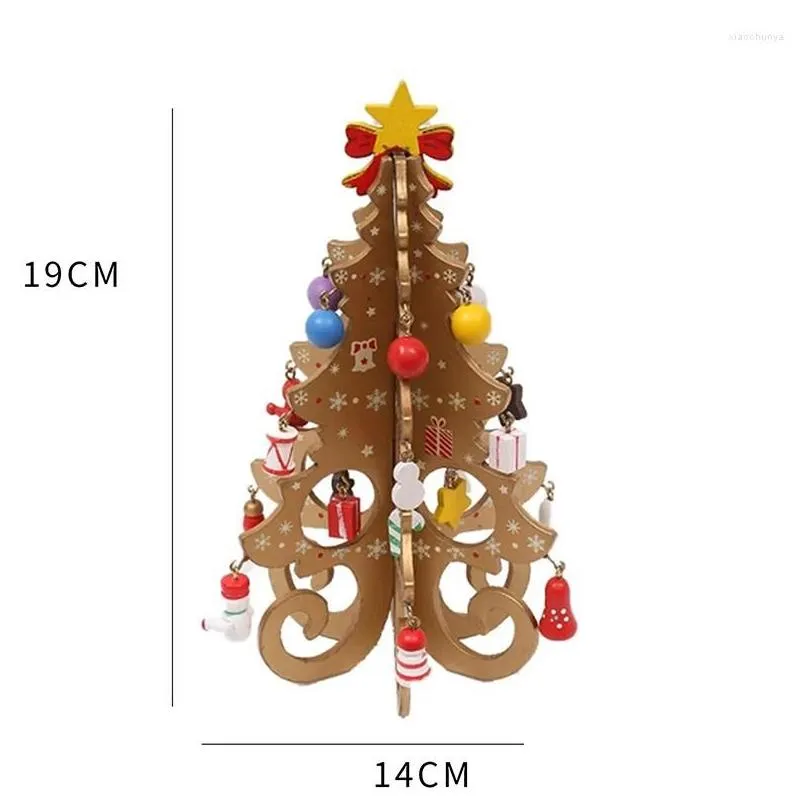 christmas decorations wooden tree handmade children stereo layout xmas navidad gifts 2023 year