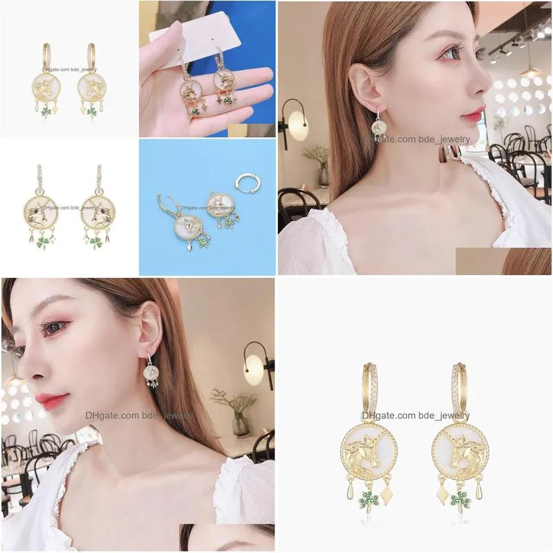 fashion jewelry shamrock shell earrings elegant eardrop earrings