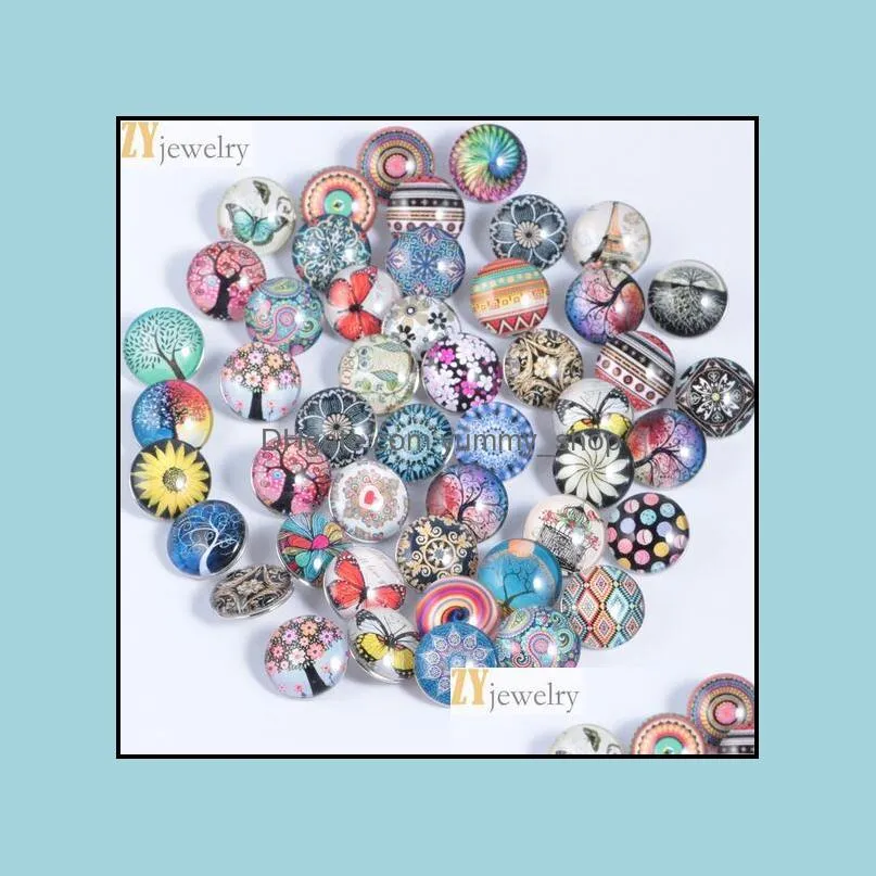 mixed styles 18mm glass snap button clasps diy bracelet necklace snaps jewelry accessory