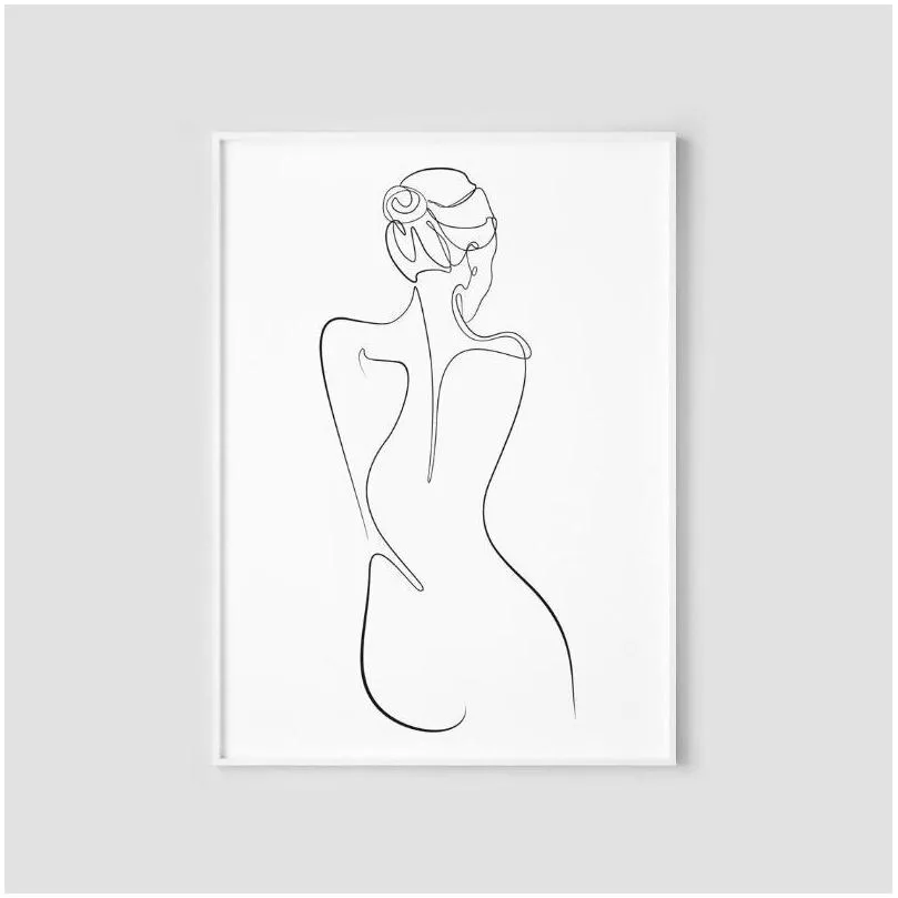 paintings woman one line drawing art canvas painting abstract female nude figure poster body minimalist print nordic for home decor