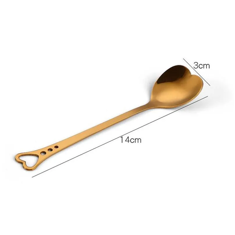 colorful heart shape stainless steel coffee spoon dessert sugar stirring spoon ice cream yogurt honey spoon kitchen hot gift lx0051