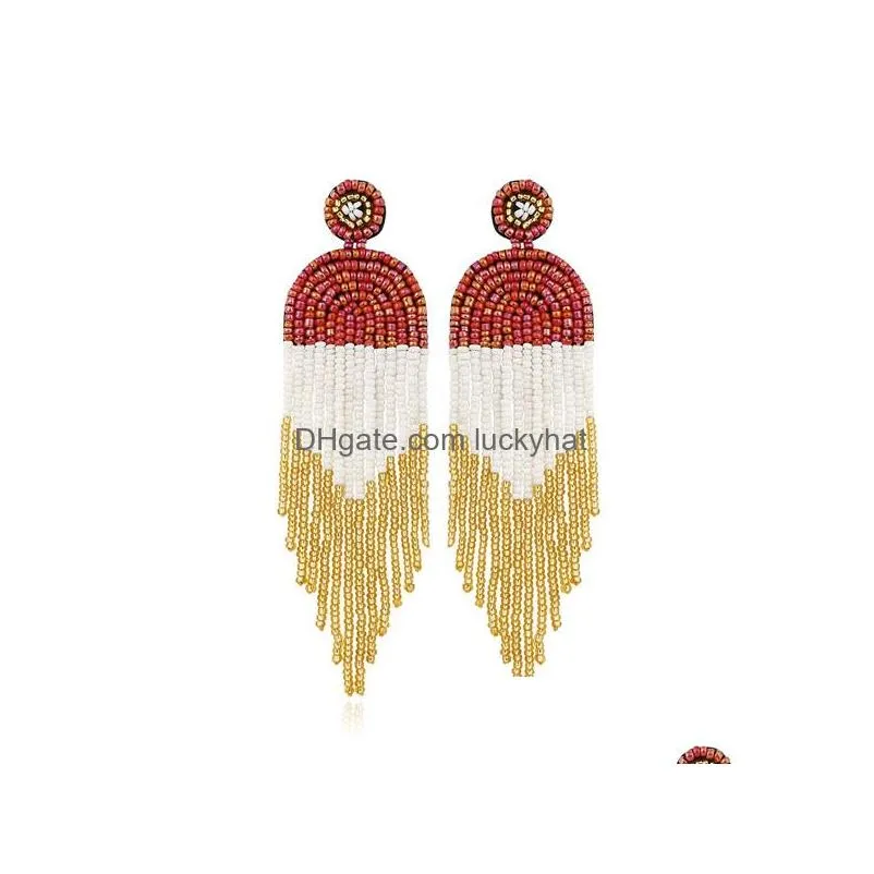 bohemia fashion jewelry women beads tassels dangle earrings handmade stud dangle earrings