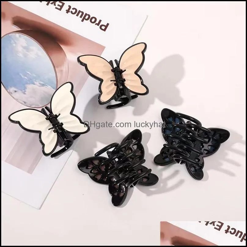 women shower sweet butterfly shape clamp length 8.5 cm medium size plastic animal hair clips contrast color bath ponytail scrunchies hairpins hair