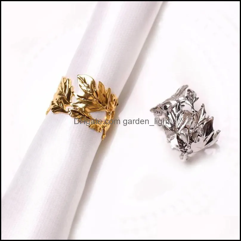 silver gold metal leaf napkin ring table