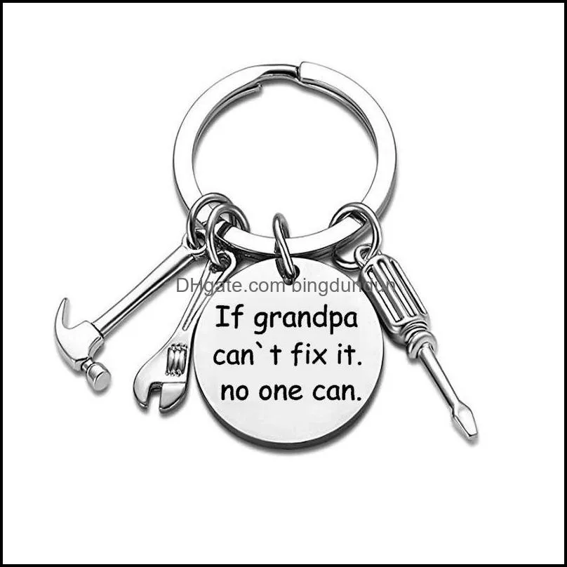 fathers day keychain if dad cant fix it stainless steel hammer screwdriver wrench tool jewelry key ring thanks giving day rrf14395